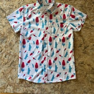 RSVLTS Kids Button Down KunuFlex Shirt - Bomb Pops Red White Blue Popsicle Print